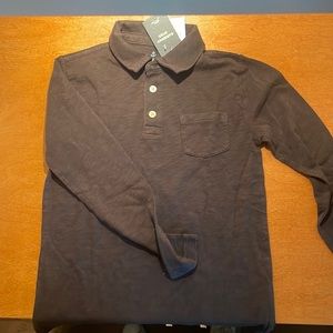 NWT- J.Crew kids garment- dyed navy long-sleeve polo shirt
